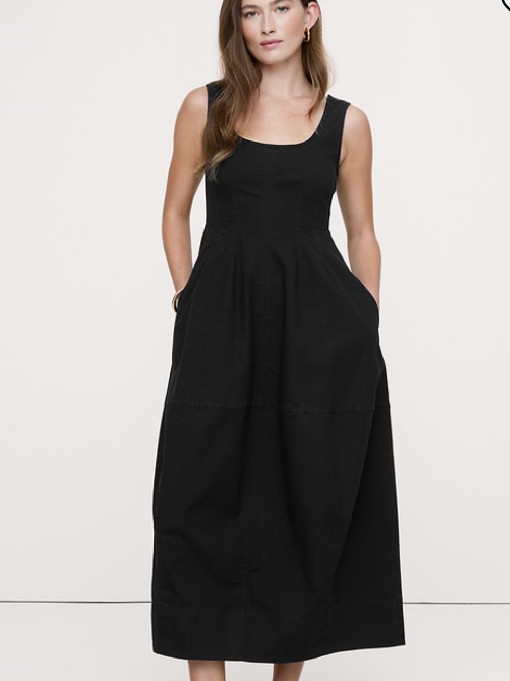 banana republic stretch cotton barrel midi dress